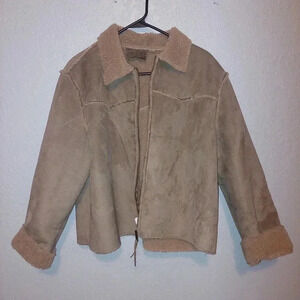 Roughneck Faux Suede Shearling Western Coat Size Large